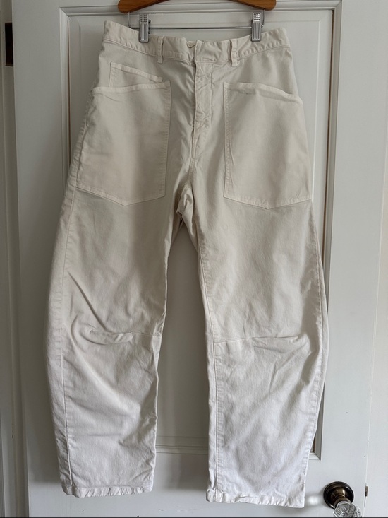 Nili Lotan Pants - Nili Lotan Cream Wide-Leg Utility Pants